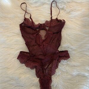 Victoria's Secret Burgundy Lace Chemise